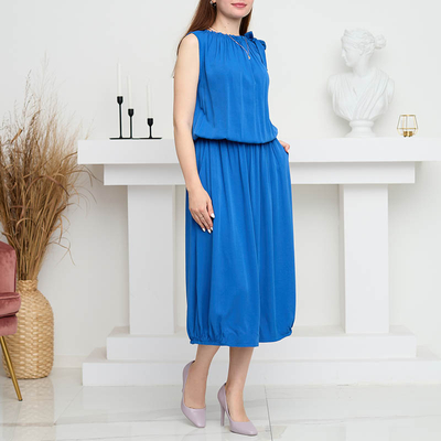 Женское темно-синее платье миди без рукавов - Одежда