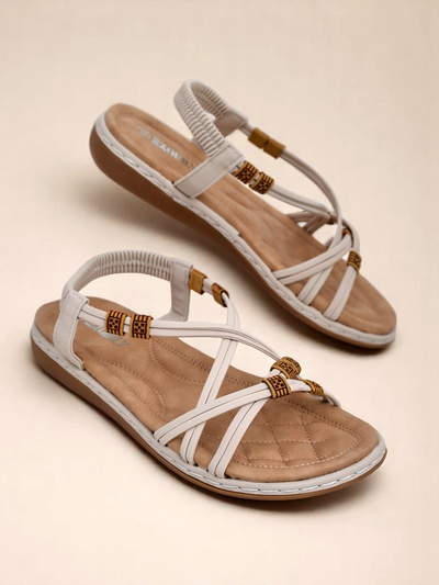 Женские сандалии Royalfashion Aelia бежевые из искусственной кожи