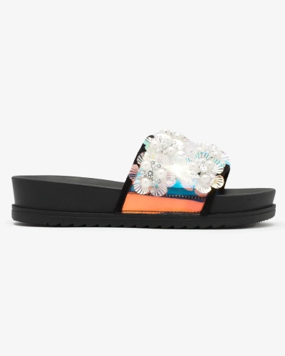Royalfashion Черные женские шлепанцы с декором Maurelle