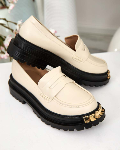 Женские лоферы Aurelia бежевые на платформе 5 см - стильные и удобные