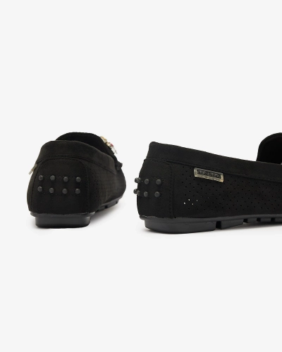 Черные женские ажурные мокасины с разноцветным декором Aqitic - Обувь