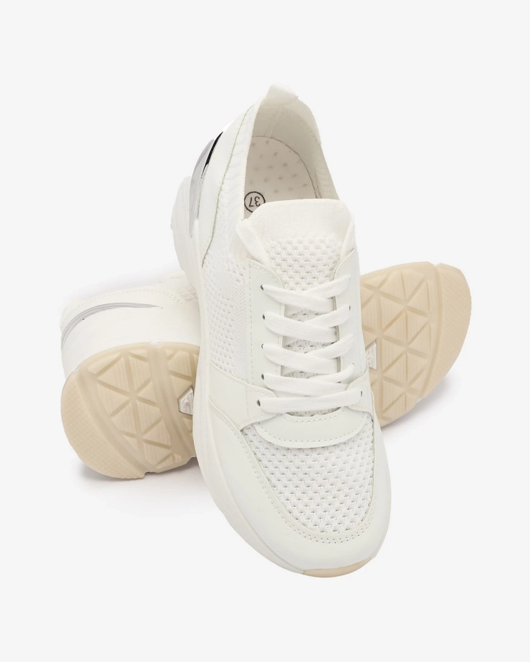 Белые женские спортивные кроссовки на каблуке Ezetta- Footwear