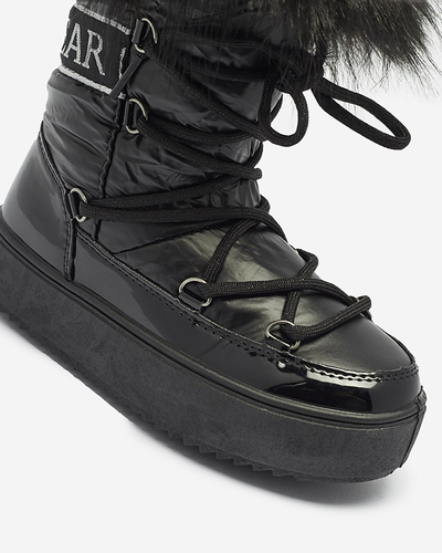 Черные детские ботинки-слипоны a'la snow boots with fur Asika - Обувь