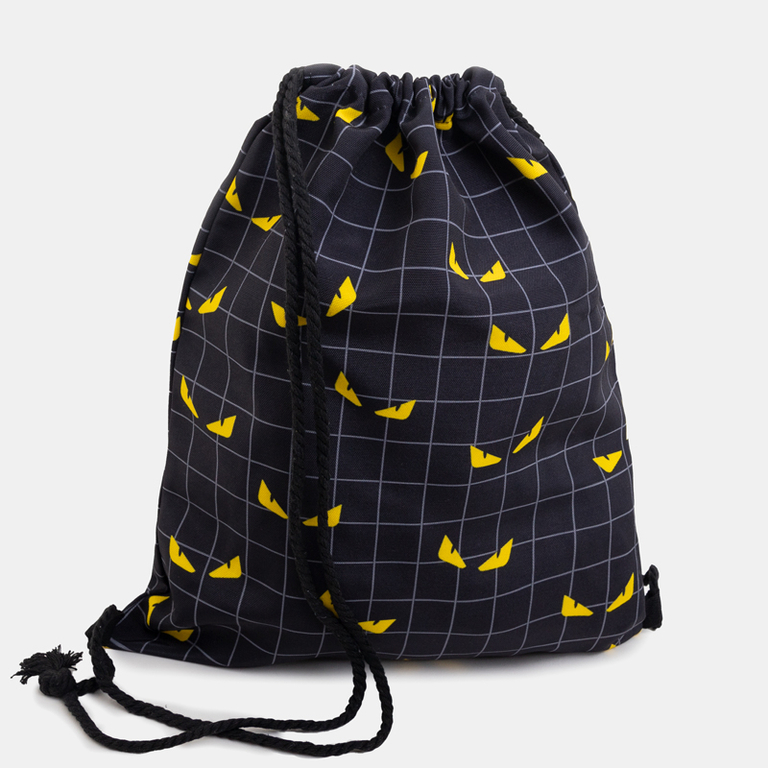 Juodas kuprinės maišelis su atspaudu - Priedai