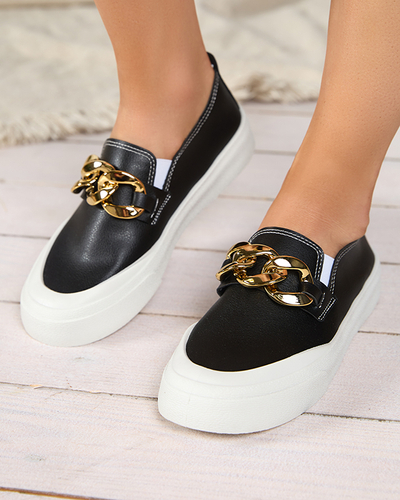 OUTLET Женские черные слипоны на толстой подошве с декором Senula - Обувь