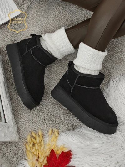 Trumpi a'la sniego batai moterims iš natūralios odos Elunara