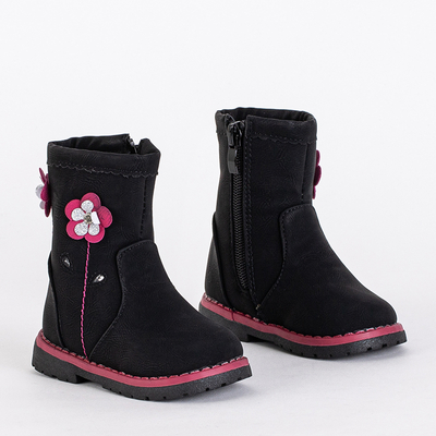 Juodi batai mergaitėms su dekoratyviniu batviršiu iš Amimi- Shoes