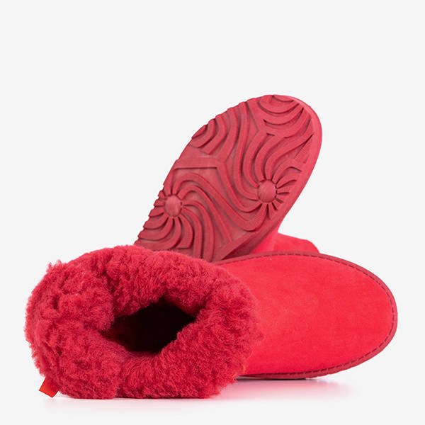 Czerwone damskie śniegowce z kokardką Pomona - Obuwie