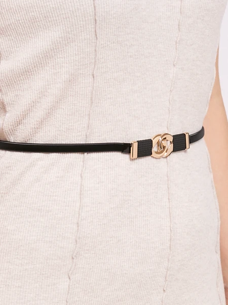 Женский металлический ремень Callista Nero черный, минималистичный, на крючке