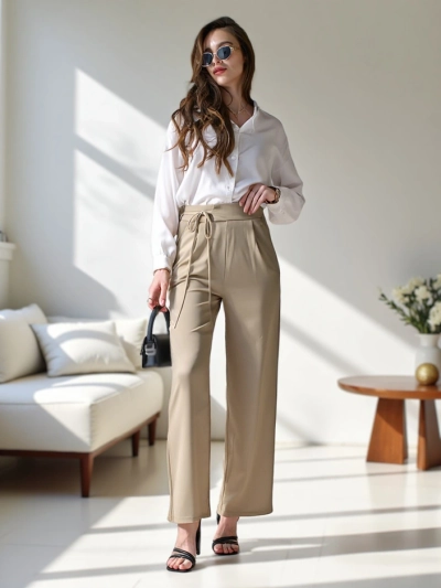 Royalfashion Широкие женские брюки с боковыми завязками