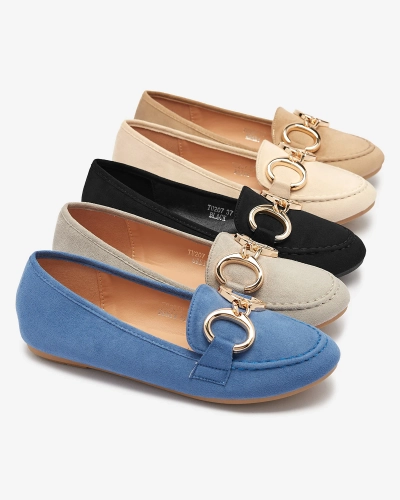 Светло-коричневые женские мокасины из эко-замши с украшением Briseri - Обувь