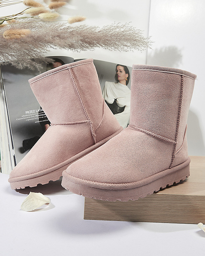 Rožinės spalvos moteriški apšiltinti ekovamšos sniego batai Xetik - Avalynė