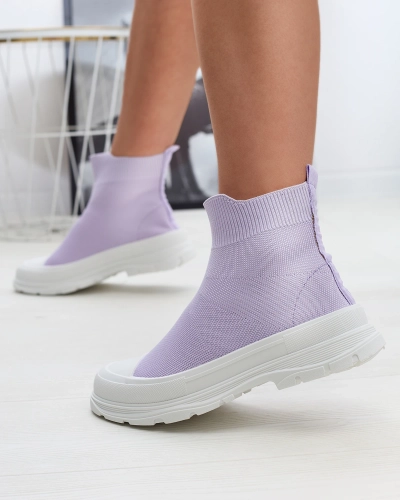 Фиолетовые женские высокие спортивные туфли-слипы а'ля кроссовки Vertiks - Обувь