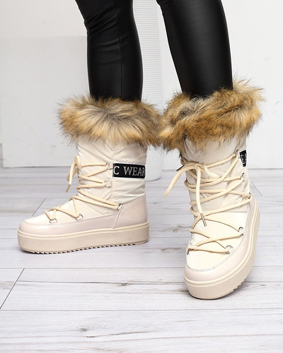 Лакированные женские бежевые сапоги Fursav - Обувь