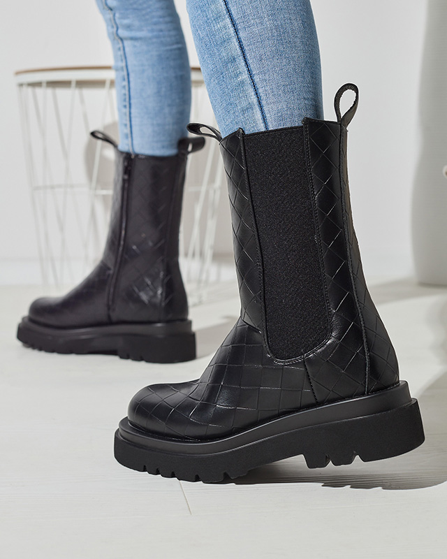 Черные женские сапоги с тиснением Ahetto- Footwear