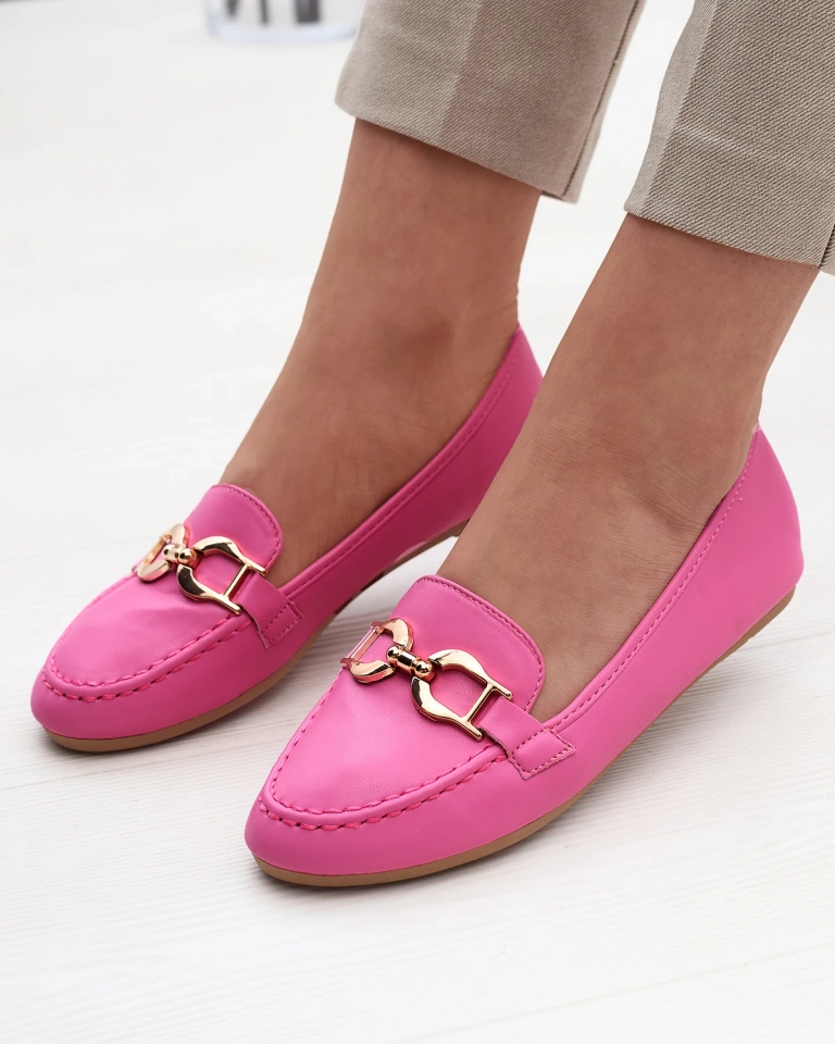 Женские мокасины из экокожи с декором розового цвета Qivett- Footwear