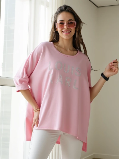 Блузка женская из вискозы Royalfashion с inscriptions из страз
