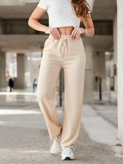 Royalfashion Paprastos moteriškos kelnės su juostele