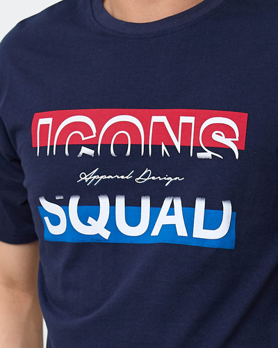 Tamsiai mėlyni vyriški marškinėliai su raštu - Drabužiai