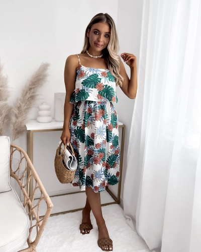 Белое женское мини-платье с цветочным мотивом - Одежда