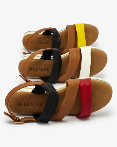 Royalfashion Коричневые женские сандалии с черно-белыми полосками Regetis