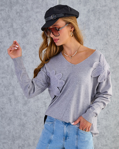 Royalfashion Тонкий женский свитер с цветами