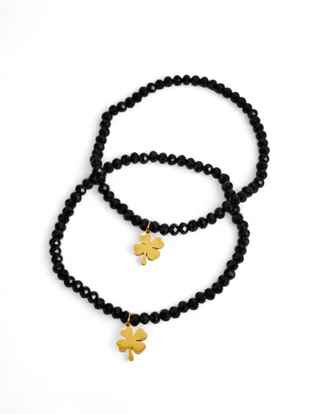 Royalfashion Dwie Bransoletki damskie z zawieszką koniczynki