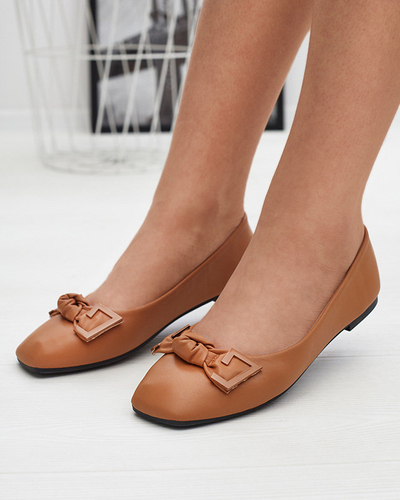 Moteriški kupranugario spalvos balerinai su dekoru ant nosies "Caxien- Footwear"