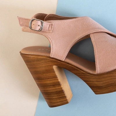 OUTLET Розовые женские босоножки на высокой стойке Inga - Обувь