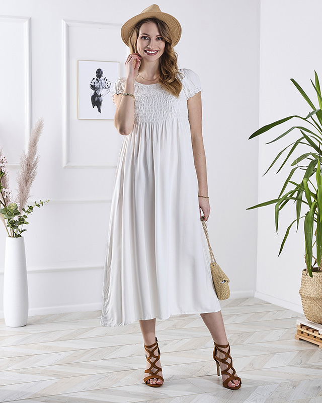 Balta moteriška midi ilgio suknelė a'la hiszpanka- Apranga