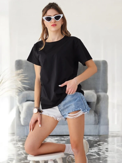 Royalfashion Женская хлопковая повседневная футболка с круглым вырезом