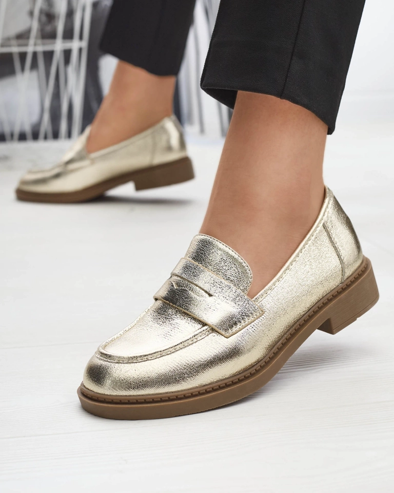Женские мокасины золотого цвета Selenna- Footwear
