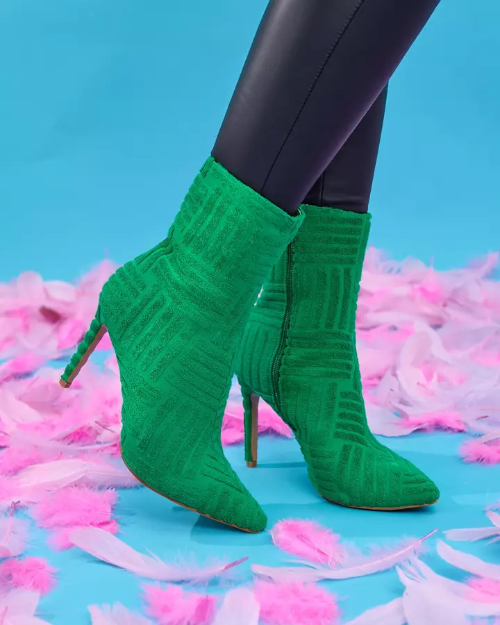 "Royalfashion Green" moteriški raštuoti batai Elegantiški motyvai