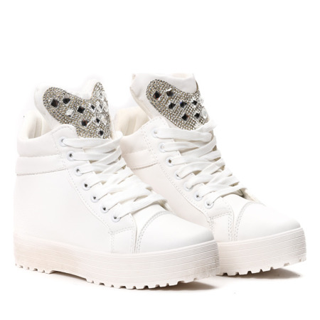 Białe sneakersy na koturnie - Obuwie