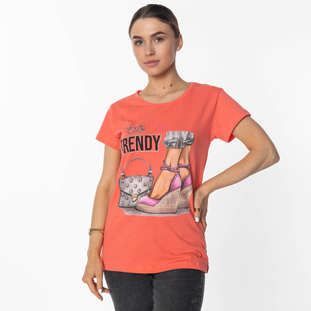 Coral Moteriški marškinėliai su TRENDS- Drabužių raštu