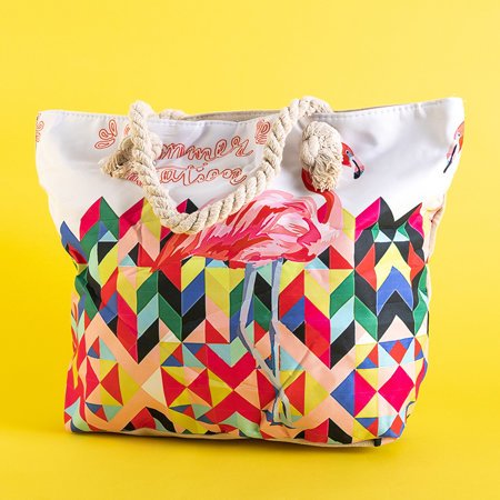 Įvairiaspalvis paplūdimio krepšys su flamingo - Rankinės