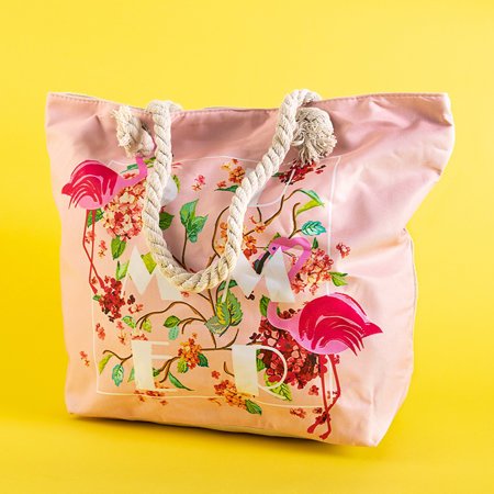 Įvairiaspalvis paplūdimio krepšys su flamingo - Rankinės