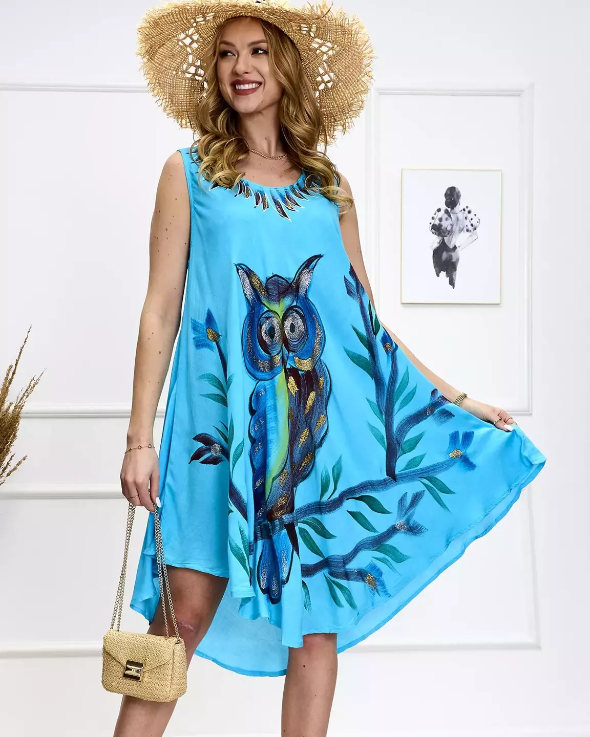 Moteriška mėlyno rašto suknelės tipo lovatiesė - Drabužiai