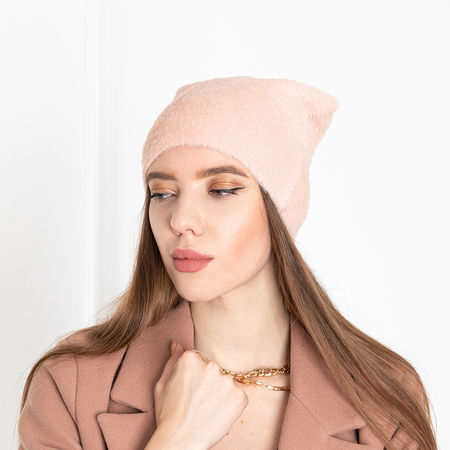 Moteriška rožinė kailio kepurė - Kepurės
