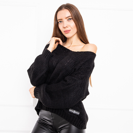 Moteriškas juodas trumpas megztinis - drabužiai