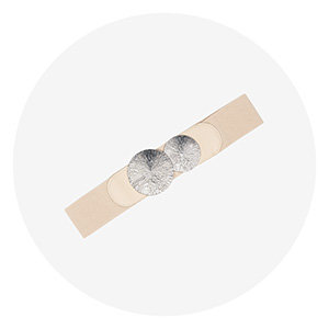 Moteriškas smėlio spalvos elastingas diržas su sidabrine sagtimi - Priedai