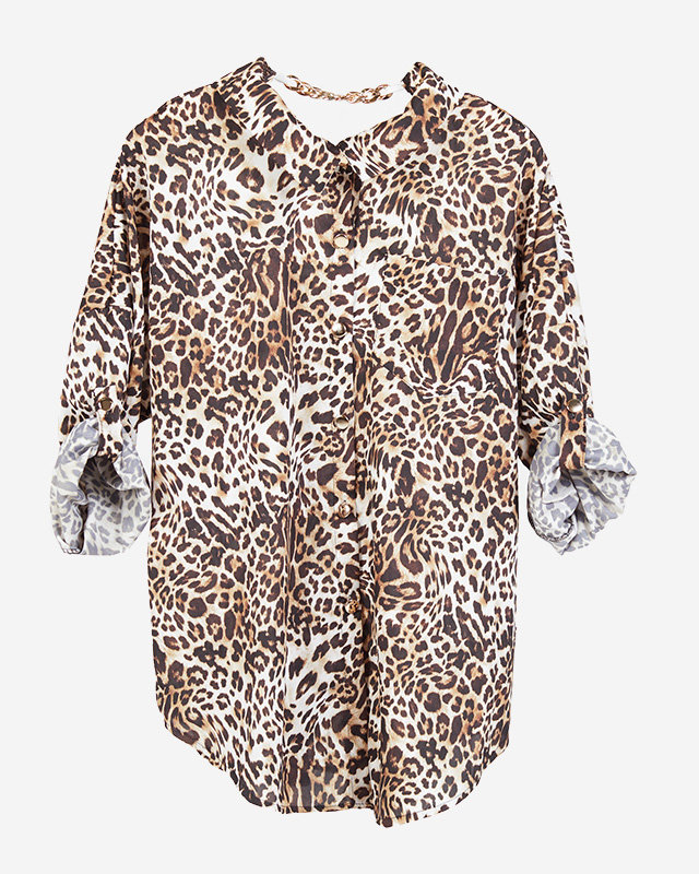 Moteriški marškiniai leopardo raštais su grandinėle - Drabužiai