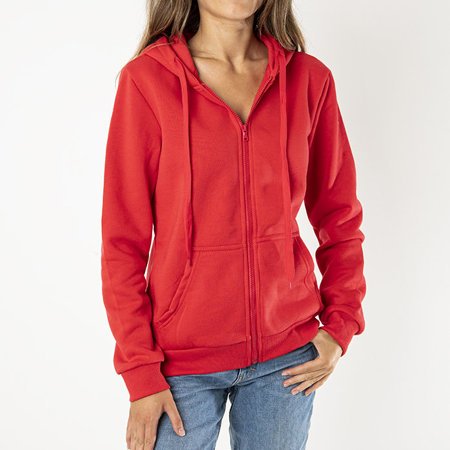 Moteriški raudoni megztiniai su gobtuvu - Drabužiai