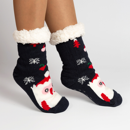 Moteriškos tamsiai mėlynos storos kalėdinės kojinės – apatinis trikotažas