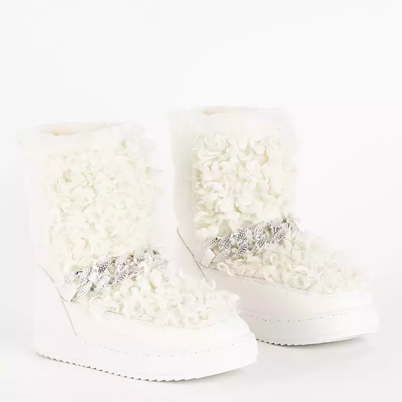 OUTLET Moteriški balti sniego batai su dekoratyviniu Port-Shoes batviršiu