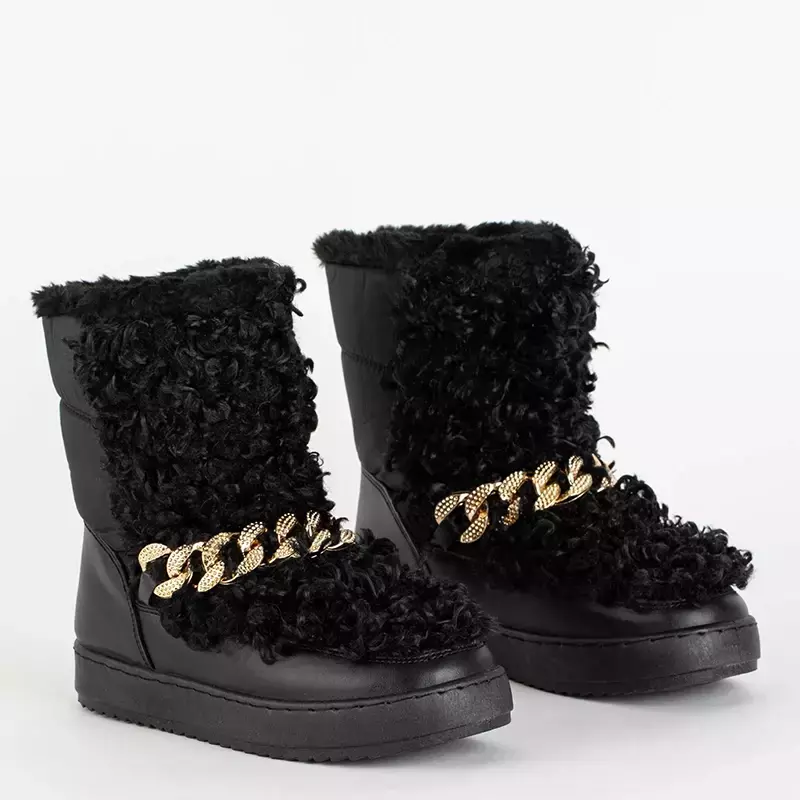 OUTLET Moteriški juodi sniego batai su dekoratyviniu Port-Shoes batviršiu