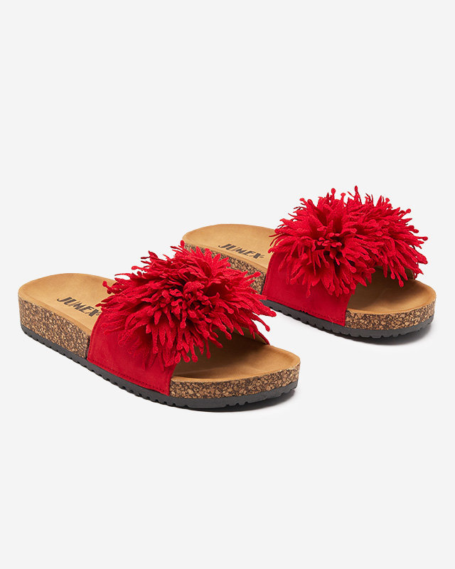 OUTLET Moteriškos šlepetės su audinio apdaila raudonos spalvos Ailli- Footwear