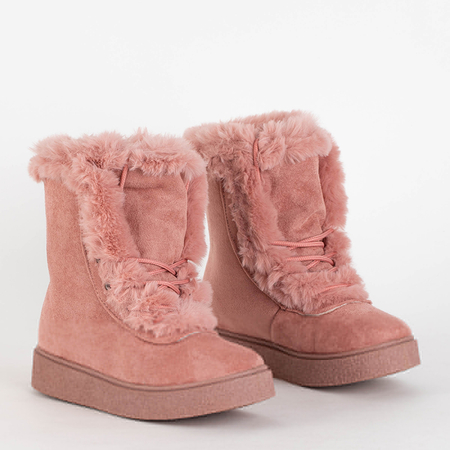 Rožiniai moteriški sniego batai su kailiu Linorcos - Avalynė