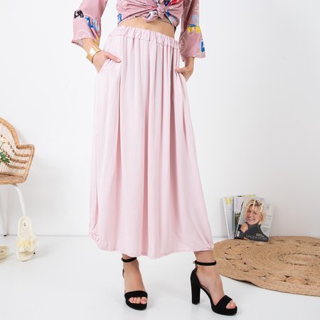 Rožinis moteriškas sijonas iki pusės blauzdų - Apranga