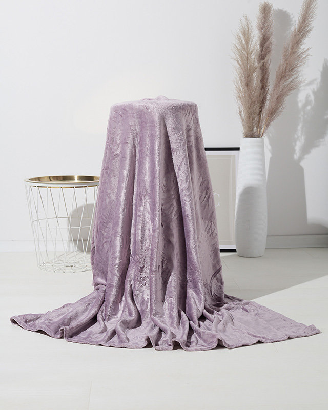 Violetinė lovatiesė su lapų įspaudais 160x200 - Antklodės